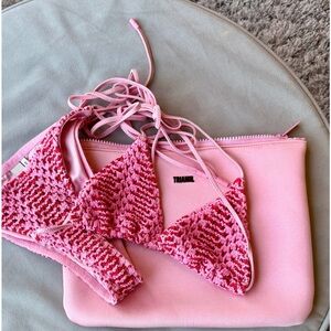 Triangl Swimwear Pink Crochet Bikini Set
